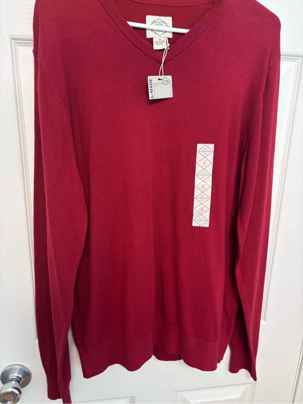 St. John's Bay Men's V-Neck Sweater - Burgundy Red